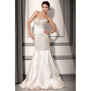 Gorgeous Frost Satin Strapless Embellished Formal Evening Gown Size 20